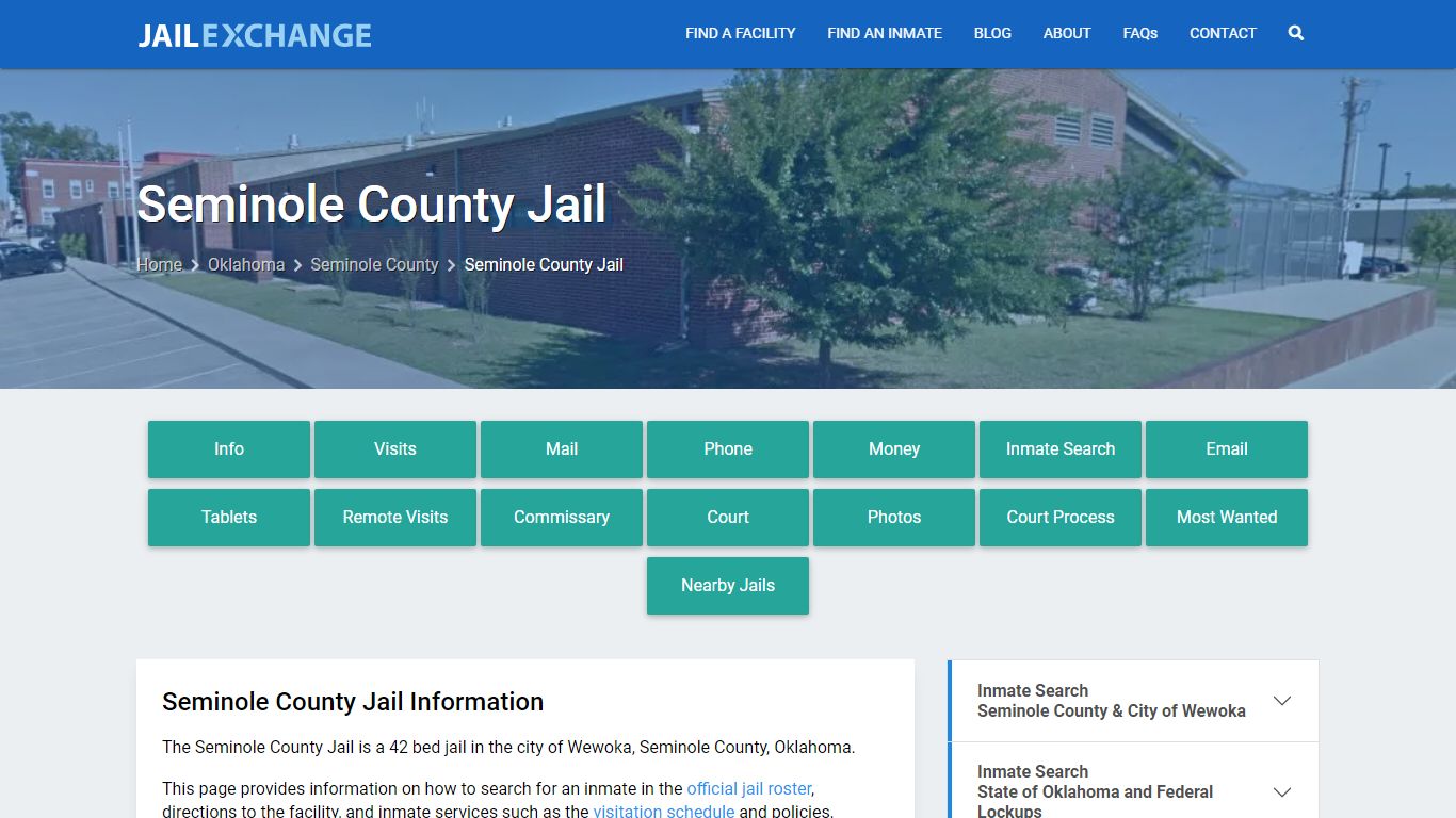 Seminole County Jail, OK Inmate Search, Information